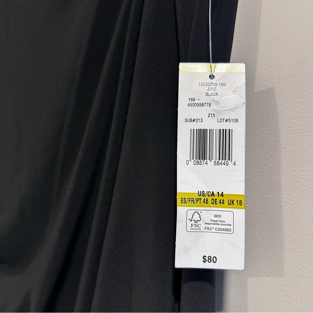 Black Label by Evan Picone Black Bodycon Evening Bead Cocktail Midi Dress Size14 - Picture 10 of 16